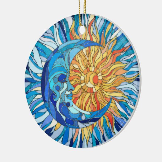 Zon en Maan Mozaïek Kunst Keramisch Ornament (Links)