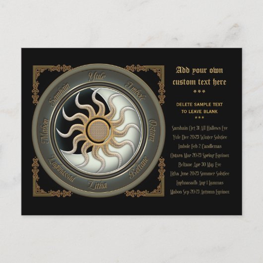 Zon en maan Pagan Wheel 2012 Kalender Briefkaart (Voorkant)