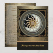 Zon en maan Pagan Wheel Grote Uitnodiging (Voorkant / Achterkant)