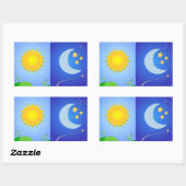 zon en maan rechthoekige sticker (Vel)