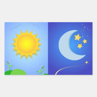 zon en maan rechthoekige sticker