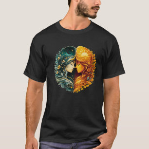 Zon- en Maanharmonie Luxe Kunst T-shirt