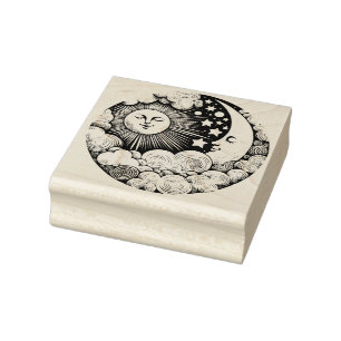 Zon en MaanKind Zonneschijn Rubberstempel