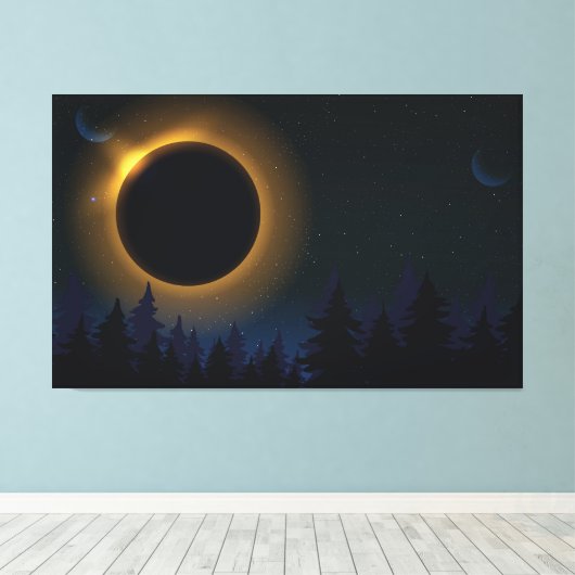 Zon- en maansverduistering canvas afdruk (Insitu (Houten vloer))