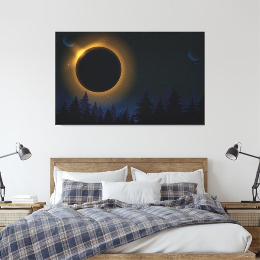 Zon- en maansverduistering canvas afdruk (Insitu (Slaapkamer))