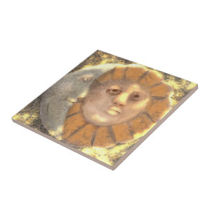Zon- en maansymbool Relic Artwork Design  Tegeltje