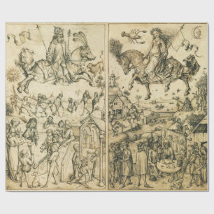 ZON- EN MOON-Antiek zwarte witte asstrologie Teken Cadeaupapier