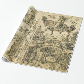 ZON- EN MOON-Antiek zwarte witte asstrologie Teken Cadeaupapier (Uitgerold)