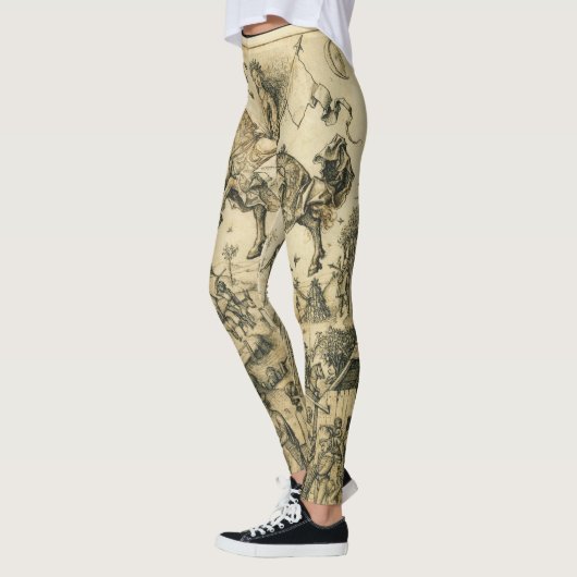 ZON- EN MOON-Antiek zwarte witte asstrologie Teken Leggings (Links)