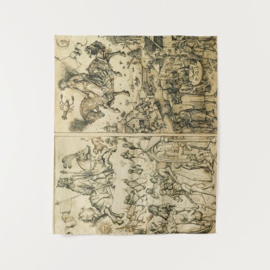 ZON- EN MOON-Antiek zwarte witte asstrologie Teken Wandkleed (Voorkant)