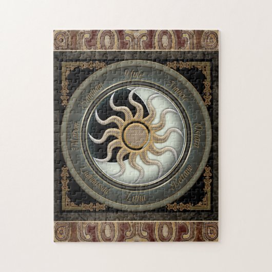 Zon- en Moon Pagan Wheel Legpuzzel (Verticaal)