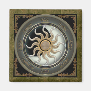 Zon- en Moon Pagan Wheel Magneet