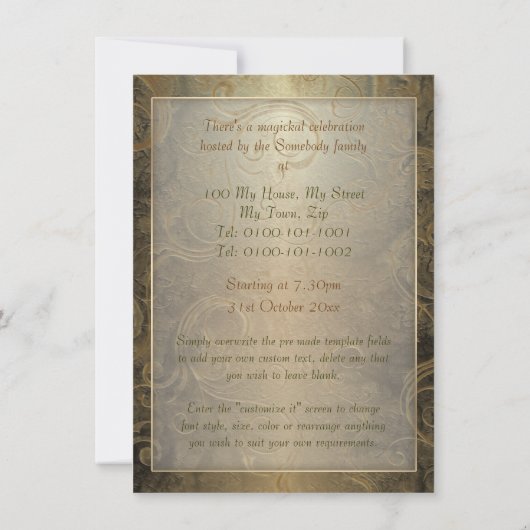 Zon en Moon Pagan Wheel Middelgrote Uitnodiging (Achterkant)