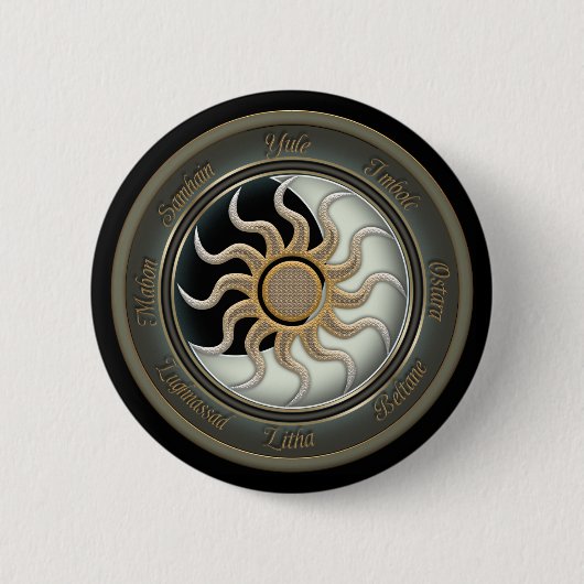 Zon- en Moon Pagan Wheel Ronde Button 5,7 Cm (Voorkant)