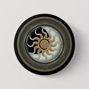 Zon- en Moon Pagan Wheel Ronde Button 5,7 Cm
