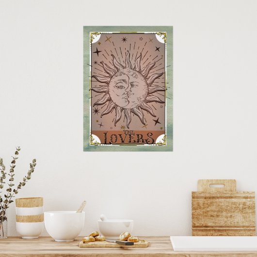  zon- en moondualiteit overtreft Tarot Card Art Poster (Keuken)