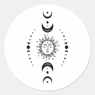 Zon- en Moonfasen Ronde Sticker