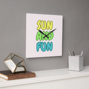 Zon En Plezier Acryl Wandklok Vierkante Klok