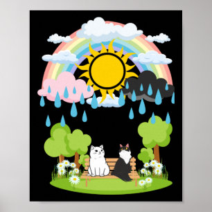 Zon en regen katten in het park naar keuze poster