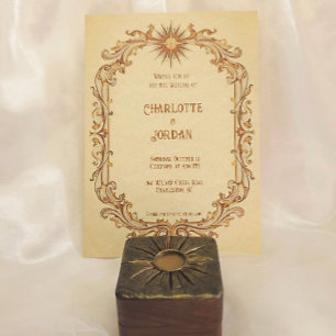  zon en ster bruiloft uitnodiging warm getint