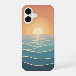 Zon en Zee Minimalistische Vintage iPhone 16 Hoesje