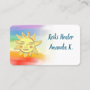 Zon, Gelukkig Gezicht, Helderziende, Reiki, Visite Visitekaartje