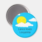 Zon glimlachen met Popcorn Clouds Magneet (Voorkant / Achterkant)