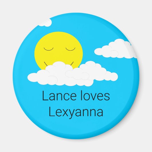 Zon glimlachen met Popcorn Clouds Magneet (Voorkant)