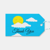 Zon glimlachen met Puffy Clouds Cadeaulabel (Voorkant (Horizontaal))