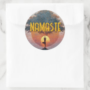 Zon Groet Yoga Namaste Levensboom Ronde Sticker