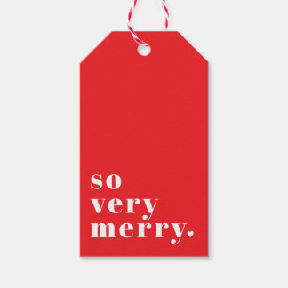 Zo'n Heel Merry Moderne Kerstmis op Rood Cadeaulabel