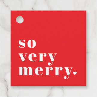 Zo'n heel vrolijke moderne Kerstmis op rood Bedankjes Labels