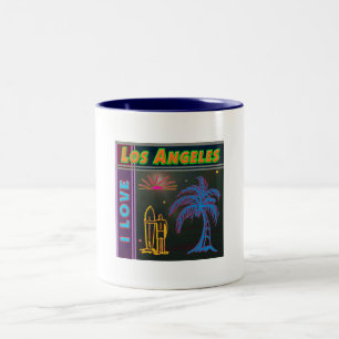 Zon "Ik hou van Los Angeles", palm Tree & Surfer C Tweekleurige Koffiemok