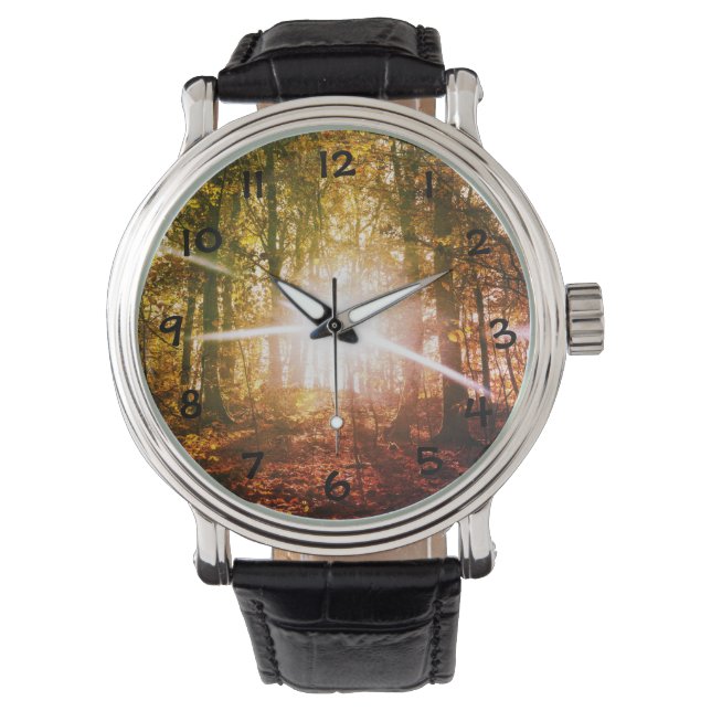 Zon in het herfstbos horloge (Voorkant)