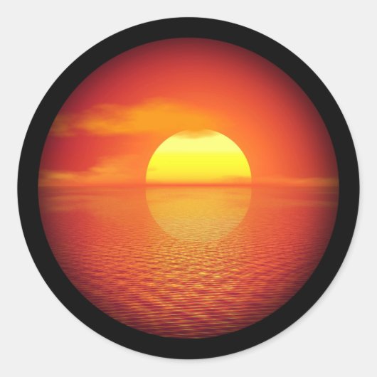 Zon instellen op Oranje Zee Calm Ocean Ronde Sticker (Voorkant)