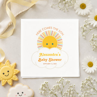 Zon Jongen Baby Shower Hier Komt de Zoon Cute Clou Servet