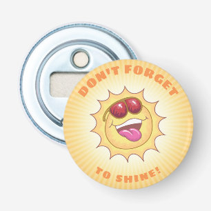 Zon lachen met bevalling button flesopener
