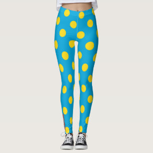 Zon & Lucht: Gele Stippen op Azuurblauwe Leggings