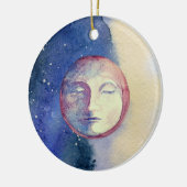 Zon Maan Aquarel Schattig Vintage Hekserij Hemels Keramisch Ornament (Links)