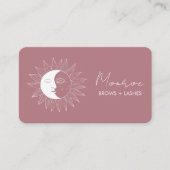 Zon & Maan Boho Line Art Elegante Mauve Social Ico Visitekaartje (Voorkant)