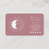 Zon & Maan Boho Line Art Elegante Mauve Social Ico Visitekaartje (Achterkant)