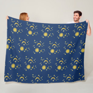 Zon, maan en sterren fleece deken