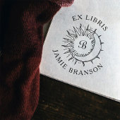  Zon & Maan Initiaal Ronde Ex Libris Boek Zelfinktende Stempel