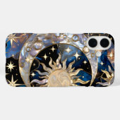 Zon Maan iPhone Hoesje Gebrandschilderd Hemels Gou (Achterkant (horizontaal))