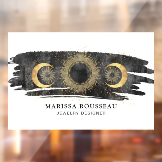 Zon Maan Sterren Goud Zwart Wit Sieradenontwerper Raamsticker (Vel 2)