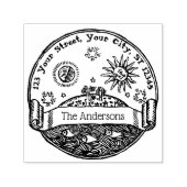  Zon Maan Sterren Oceaan Aarde Naam Adres Zelfinktende Stempel (Design)