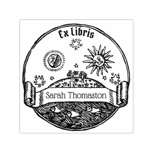  Zon Maan Sterren Oceaan Planeet Aarde Naam Zelfinktende Stempel