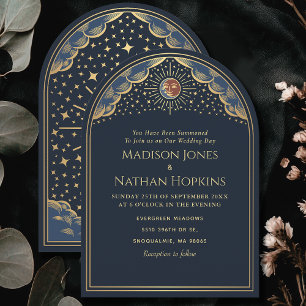  zon maan tarot boog bruiloft uitnodiging