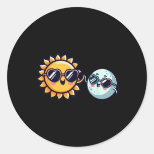 Zon Maan Vrienden Totale Zon Verduistering 2024 Jo Ronde Sticker