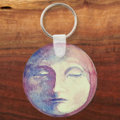 Zon Maan Waterverf Schattige Witchy Celestial Sleutelhanger (Voorkant)